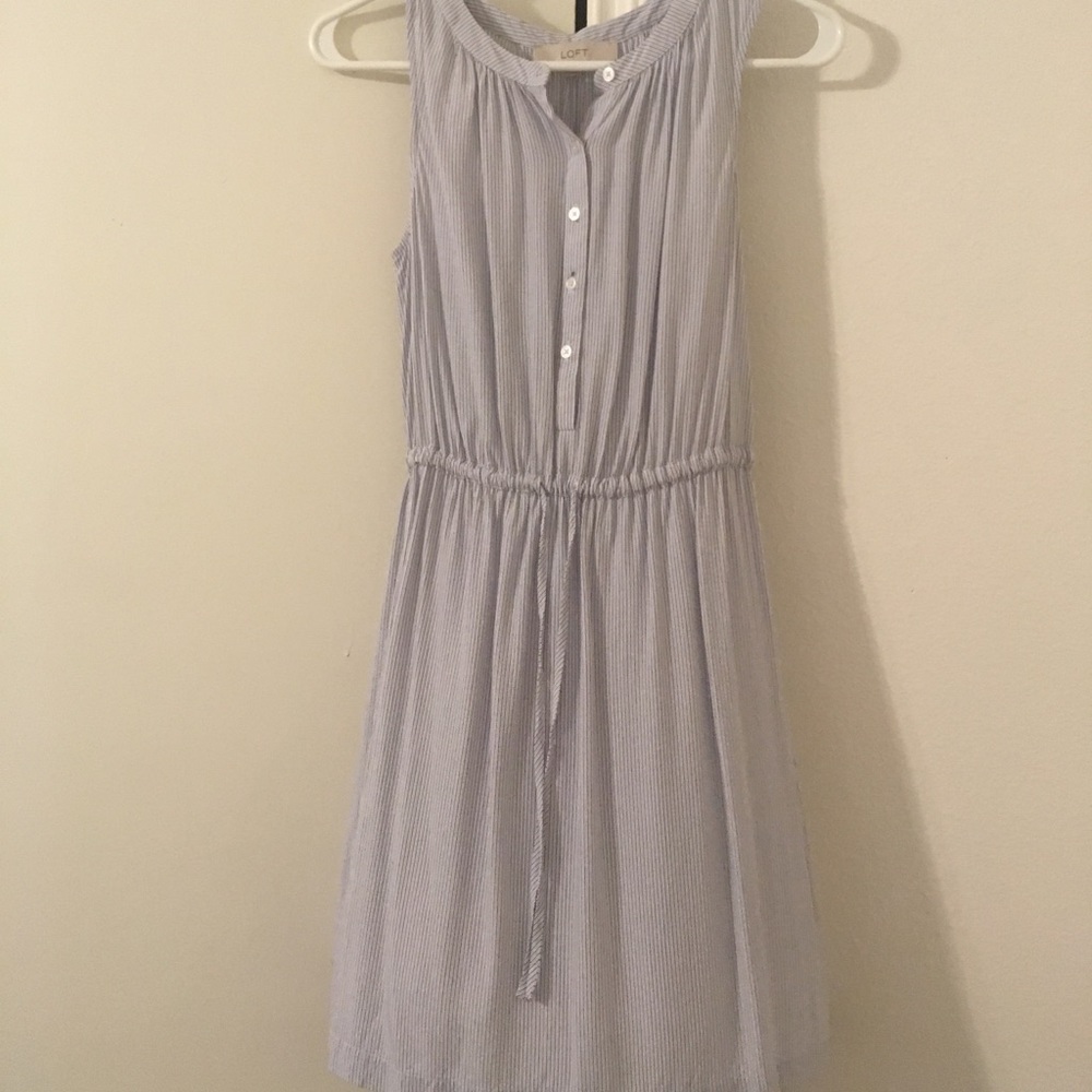 LOFT Light Blue Pinstripe Daydress XS